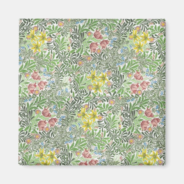 Vintage William Morris Bower Flowers Greenery  Magnet (Front)