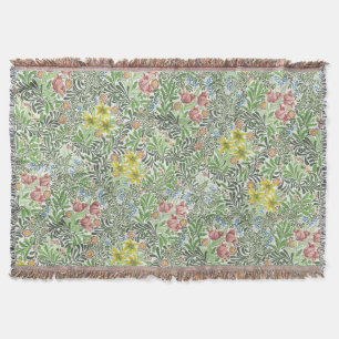 Vintage William Morris Bower Flowers Greenery Throw Blanket
