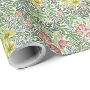 Vintage William Morris Bower Flowers Greenery  Wrapping Paper