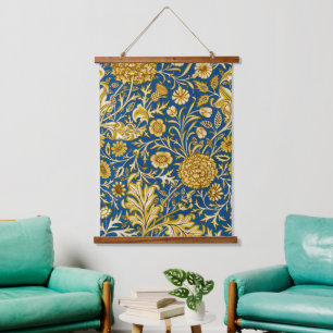 Vintage William Morris Cherwell Blue Floral Art Hanging Tapestry