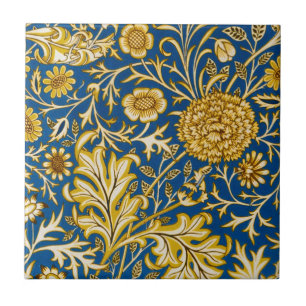 Vintage William Morris Cherwell Blue Floral Art Tile