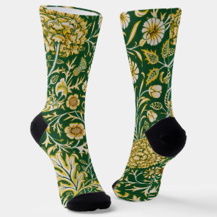 Vintage William Morris Cherwell Green Floral Art Socks