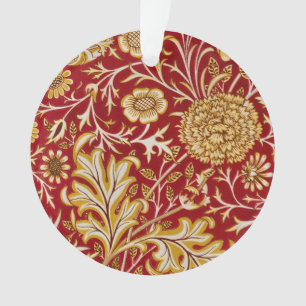 Vintage William Morris Cherwell Red Floral Art Ornament