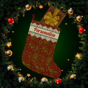 Vintage William Morris Christmas Personalized  Large Christmas Stocking