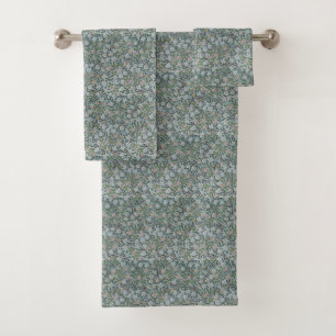 Vintage William Morris Clover Flowers Floral  Bath Towel Set