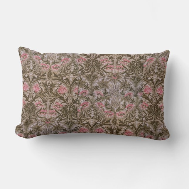 Vintage William Morris Columbine Lumbar Pillow (Front)