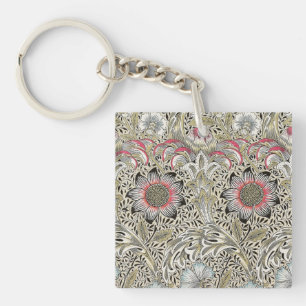Vintage William Morris Corncockle Floral Pattern Keychain