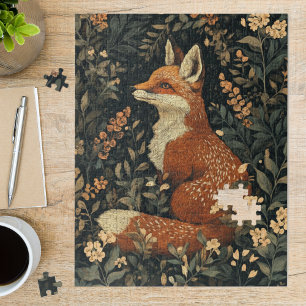 Vintage William Morris Cottage Core Fox & Foliage Jigsaw Puzzle