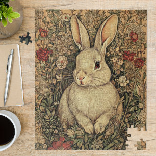 Vintage William Morris Cottage Tan Rabbit Jigsaw Puzzle