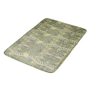 Vintage William Morris Daffodil Flower Yellow Gree Bath Mat