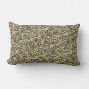 Vintage William Morris Floral Pink Blue Brocade   Lumbar Pillow