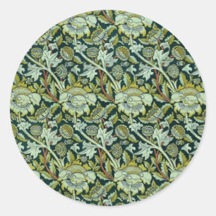 Vintage William Morris Floral Wey Pattern    Classic Round Sticker