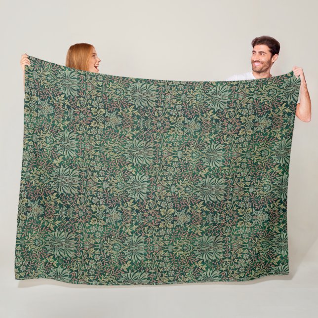 Vintage William Morris Flower Garden Fleece Blanket (In Situ)