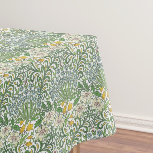 Vintage William Morris Flowers Floral Wallpaper Tablecloth (In Situ)