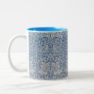 Vintage William Morris Forest Rabbit Bird Foliage  Two-Tone Coffee Mug