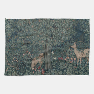 Vintage William Morris Greenery Forest Animals Kitchen Towel