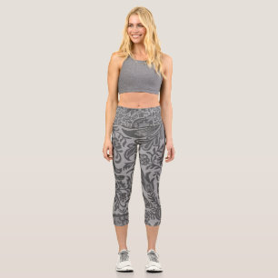 Vintage William Morris Grey Botanical Capri Leggings