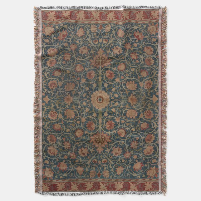 Vintage William Morris Holland Park Throw Blanket (Front Vertical)