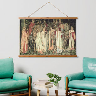 Vintage William Morris Holy Grail Knights Hanging Tapestry