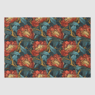 Vintage William Morris-inspired Red Peony Flower Tissue Paper