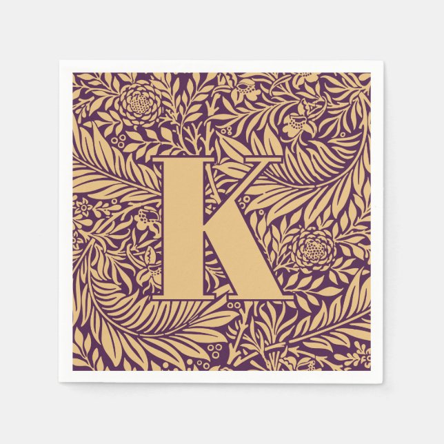 Vintage William Morris Larkspur Pattern Monogram Napkin (Front)