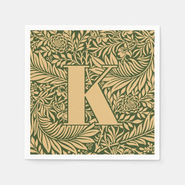 Vintage William Morris Larkspur Pattern Monogram Napkin (Front)