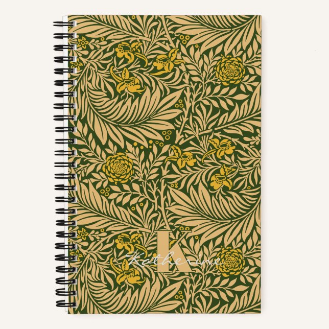 Vintage William Morris Larkspur Pattern Monogram Notebook (Front)