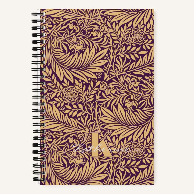 Vintage William Morris Larkspur Pattern Monogram Notebook (Front)