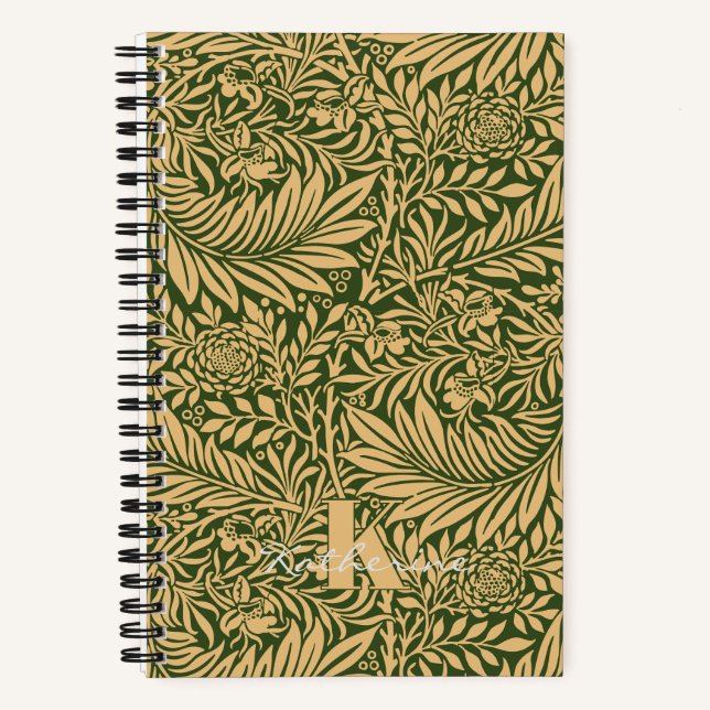 Vintage William Morris Larkspur Pattern Monogram Notebook (Front)