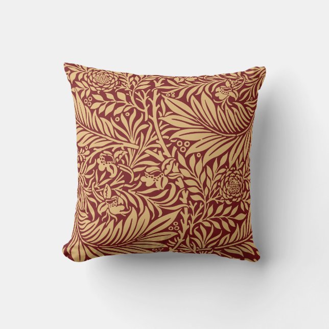 Vintage William Morris Larkspur Pattern Throw Pillow (Front)