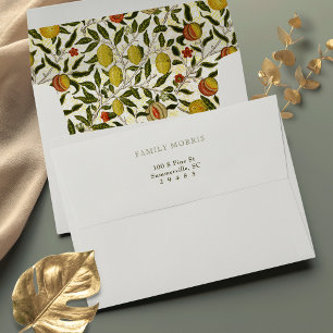 Vintage William Morris Lemons Pomegranade Pattern Envelope