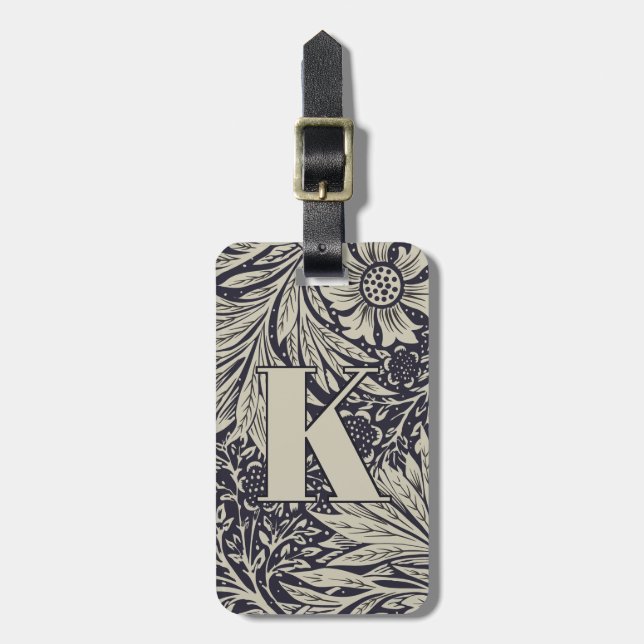 Vintage William Morris Marigold Pattern Luggage Tag (Front Vertical)