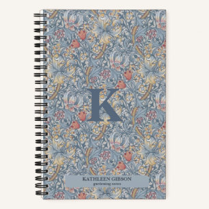 Vintage William Morris Navy Blue Red Chrysanthemum Notebook