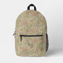 Vintage William Morris Navy Blue Red Chrysanthemum