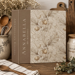 Vintage William Morris Oak & Acorn Monogram Recipe Binder
