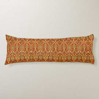 Vintage William Morris Pattern Red Turquoise Gold Body Pillow