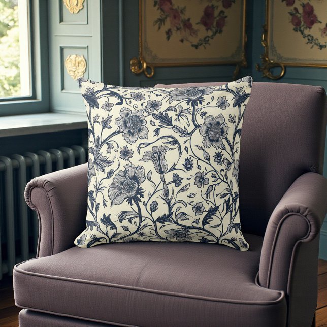 Vintage William Morris Pattern Throw Pillow (Creator Uploaded)