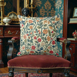 Vintage William Morris Pattern Throw Pillow