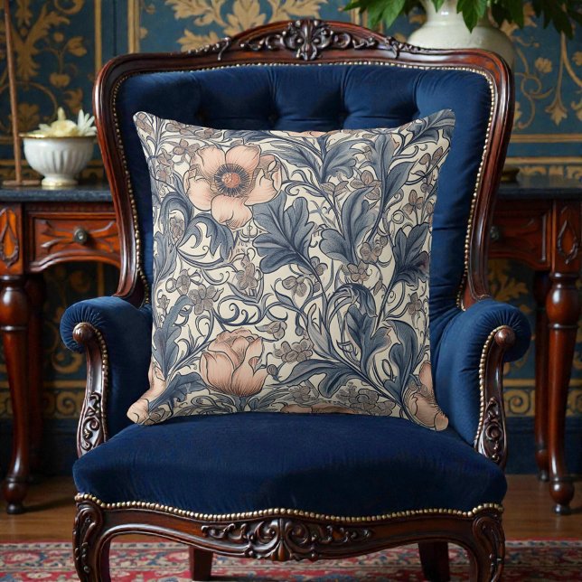 Vintage William Morris Pattern Throw Pillow (Creator Uploaded)