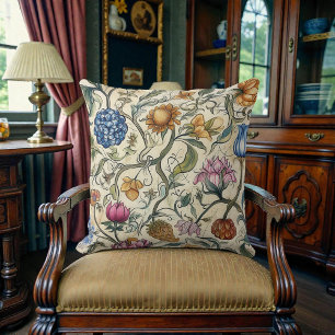 Vintage William Morris Pattern Throw Pillow
