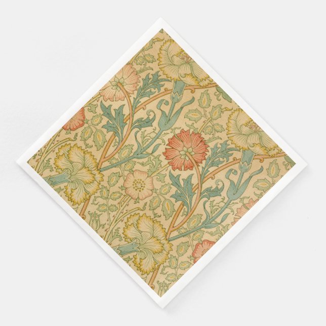 Vintage William Morris Pink and Rose Napkin (Corner)