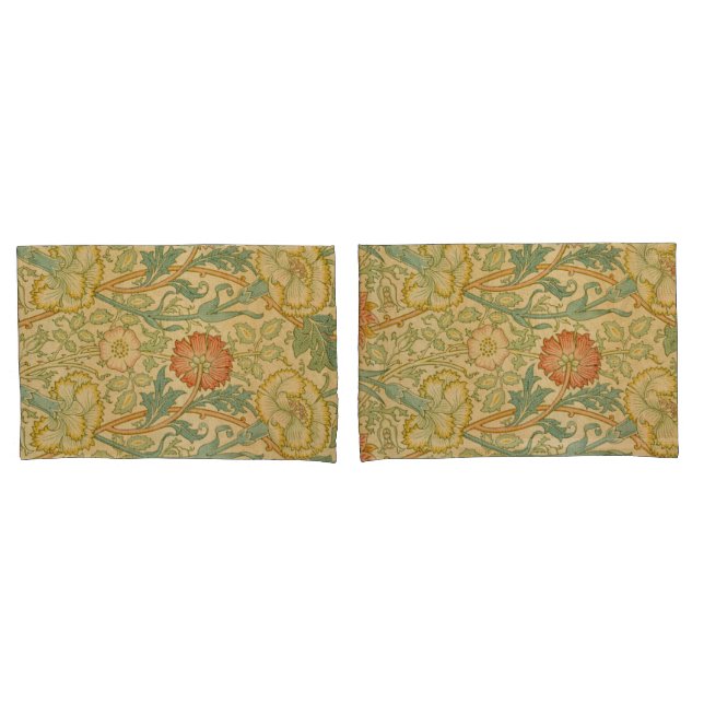 Vintage William Morris Pink and Rose Pillowcase (Front-Set)