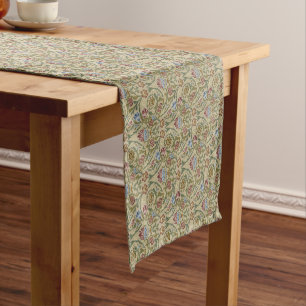 Vintage William Morris Pink Blue Brocade Short Table Runner