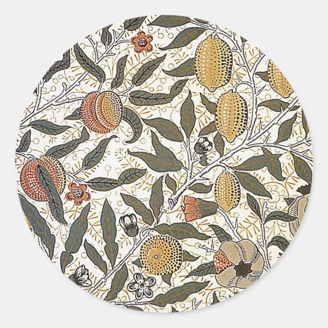 Vintage William Morris Pomegranate Classic Round Sticker (Front)