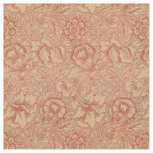 Vintage William Morris Poppy Floral Pattern Fabric