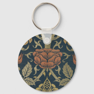 Vintage William Morris Rose and Lily Keychain