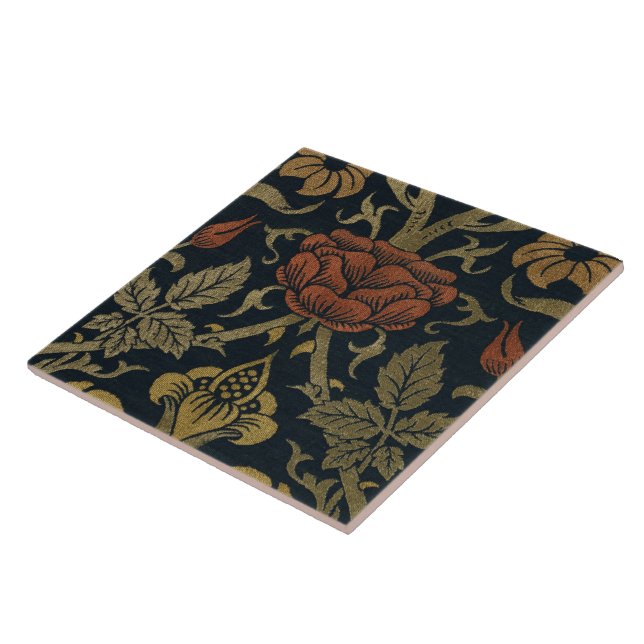 Vintage William Morris Rose and Lily Tile (Side)