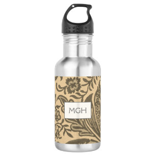 Vintage William Morris Sepia Botanical Monogram 532 Ml Water Bottle
