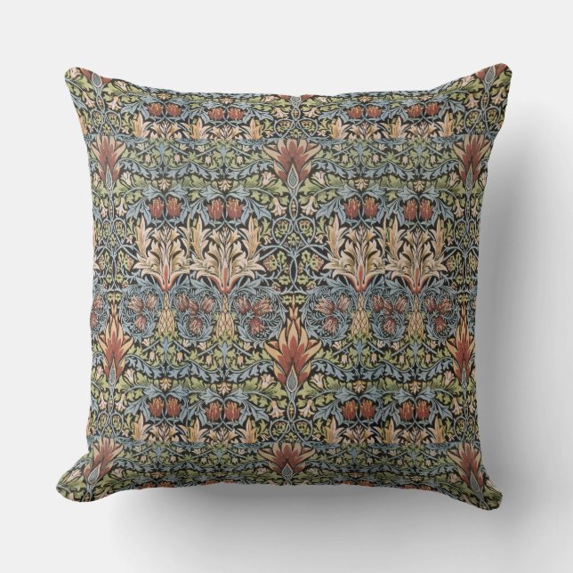 Vintage William Morris Snakehead Throw Pillow (Front)