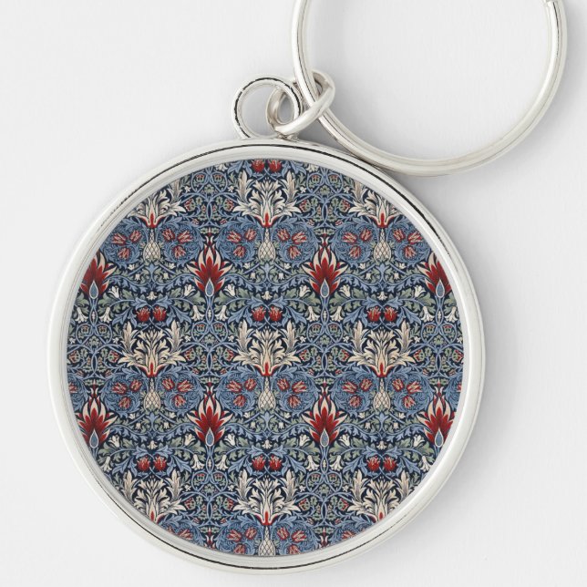 Vintage William Morris Snakeshead Fritillary Red  Keychain (Front)